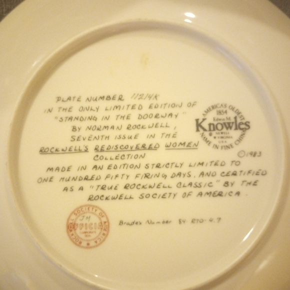 Norman Rockwell Rediscovered Women Seventh Issue Plate “Standing in the Doorway” - Picture 16 of 16